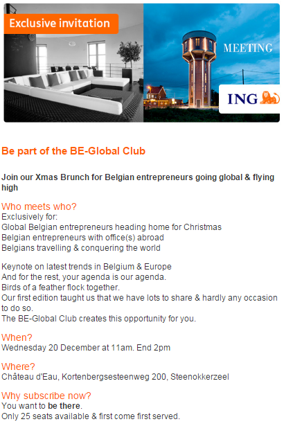 ING invitation BE Global Club